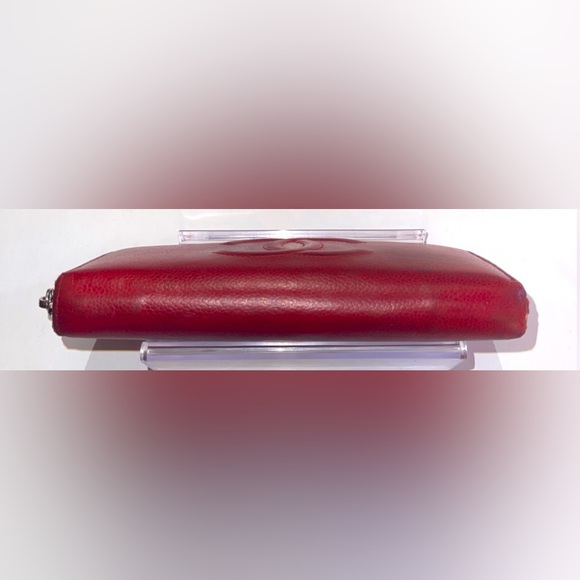 Chanel Wallet Timeless CC Logo Zip Around Zippy Wallet Red Caviar Leather - Picture 5 of 15